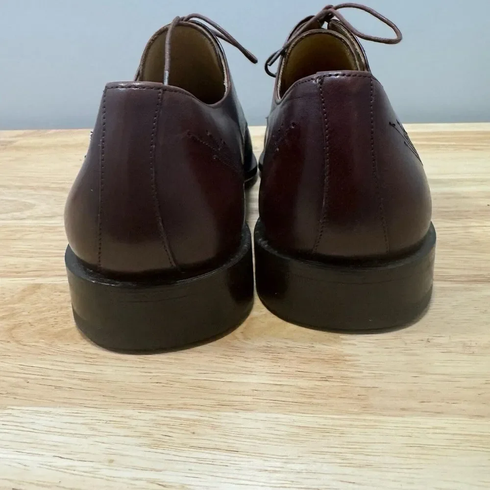 Mezlan Mens 11 M Brown Leather Lace Up Square Toe Derby‎ Dress Shoes Oxblood